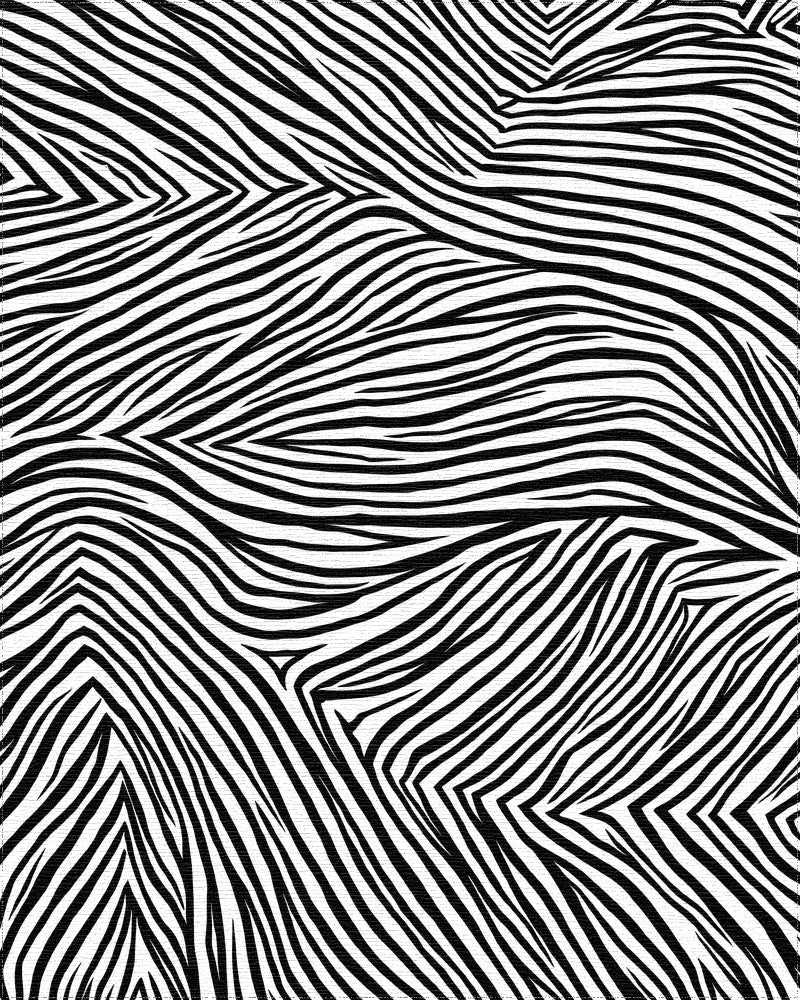 Jaguar Swirl Black White Lines Rug - Cutout View