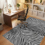 Jaguar Swirl Black White Lines Rug - Office View
