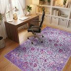 Lavender Blooming Garden Floral Rug - Office View