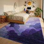 Lavender Cloudscape Layers Design Rug - Bedroom View