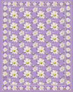 Lavender Daisies Bees Whimsical Rug - Cutout View