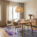 Lavender Floral Branch Arrangement Rug - Dining Room View