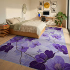 Lavender Floral Branches Artistic Arrangement Rug - Bedroom View