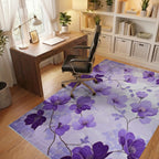 Lavender Floral Branches Artistic Arrangement Rug - Office View