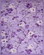 Lavender Floral Vine Branch Rug - Cutout View