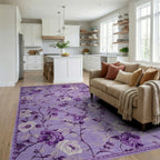Lavender Floral Vine Branch Rug - Living Room View