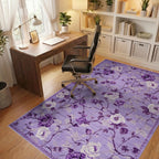 Lavender Floral Vine Branch Rug - Office View