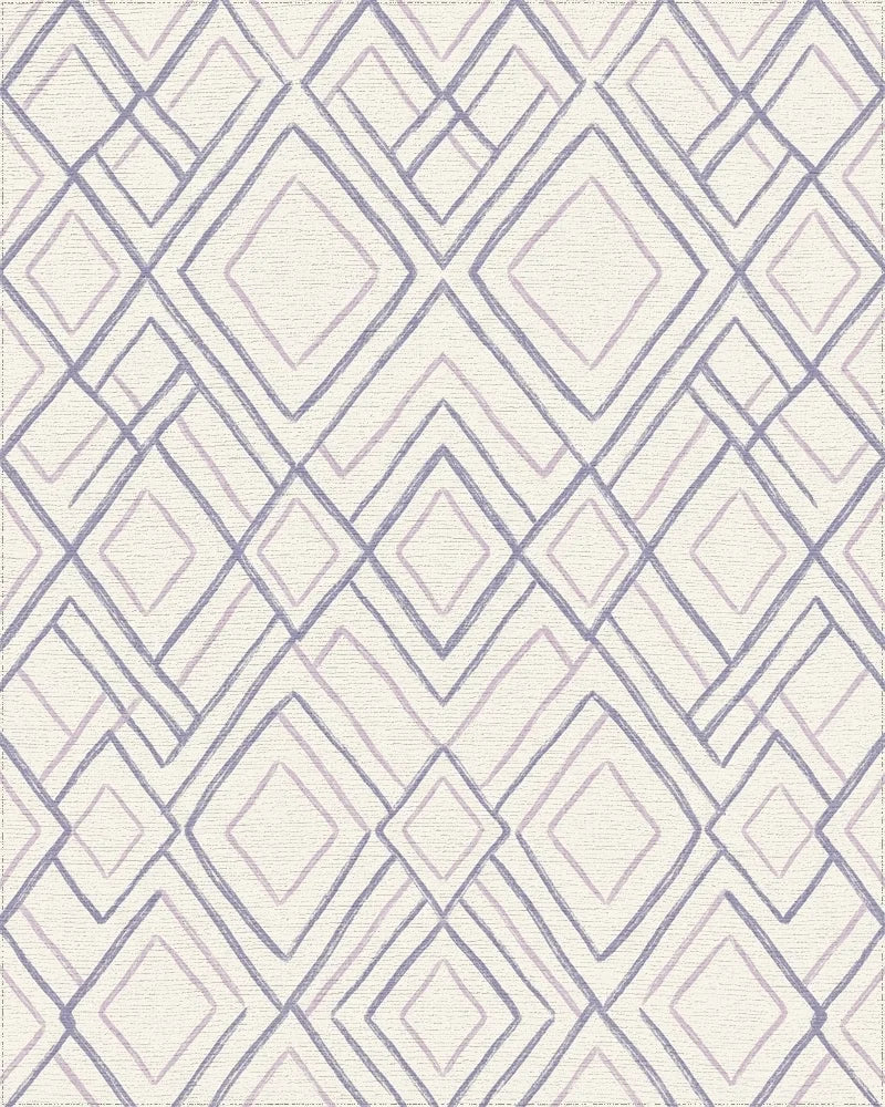 Lavender Geometric Diamond Cluster Rug - Cutout View