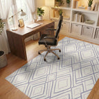 Lavender Geometric Diamond Cluster Rug Office View