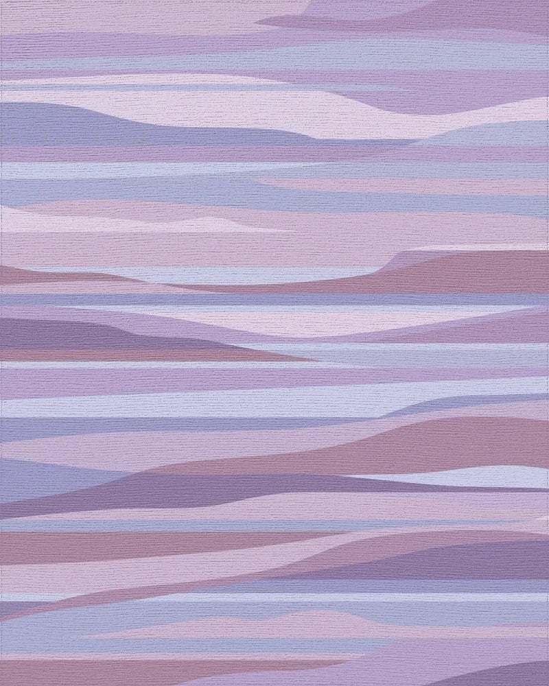 Lavender Hues Wavy Stripe Art Rug - Cutout View
