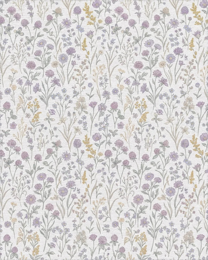 Lavender Lilac Meadow Wildflower Rug - Cutout View