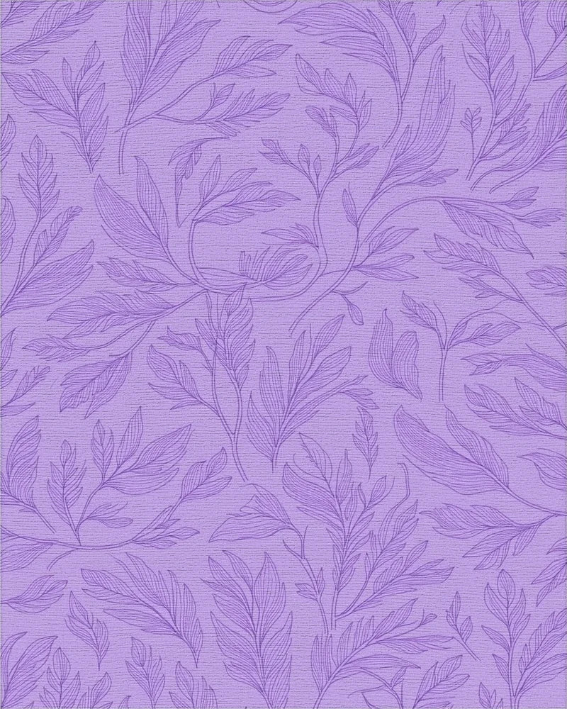 Lavender Purple Botanical Vine Rug - Cutout View