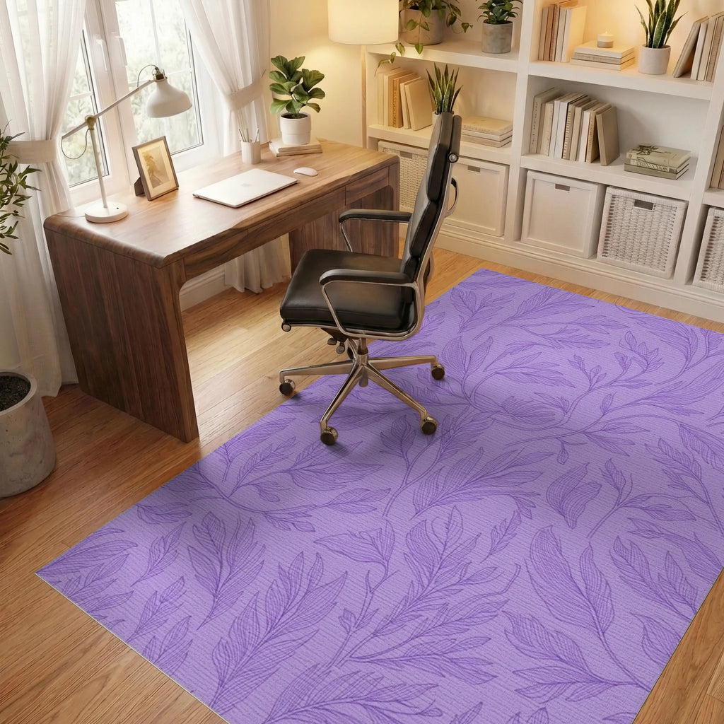 Lavender Purple Botanical Vine Rug Office View
