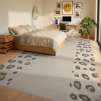 Leopard Spots Cream Neutral Texture Rug - Bedroom View