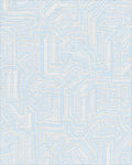 Light Blue Abstract Maze Pattern Rug - Cutout View