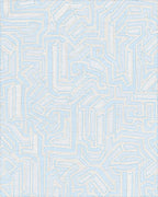 Light Blue Abstract Maze Pattern Rug - Cutout View