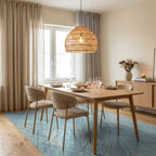 Light Blue Cracked Ice Texture Rug Dining Room View