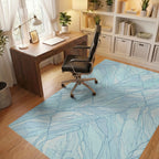 Light Blue Cracked Ice Texture Rug Office View