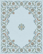 Light Blue Floral Garden Medallion Rug - Cutout View
