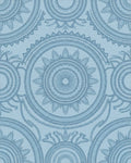 Light Blue Intricate Medallion Circular Rug - Cutout View