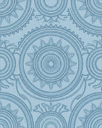 Light Blue Intricate Medallion Circular Rug - Cutout View