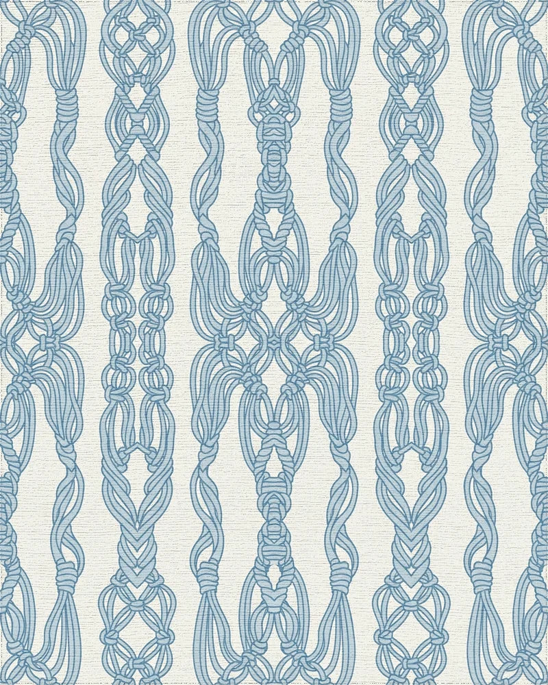 Light Blue Macrame Rope Vertical Rug - Cutout View