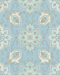Light Blue Medallion Floral Arabesque Rug - Cutout View