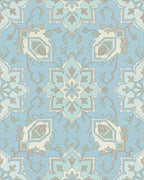 Light Blue Medallion Floral Arabesque Rug - Cutout View
