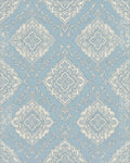 Light Blue Vintage Damask Medallion Rug - Cutout View