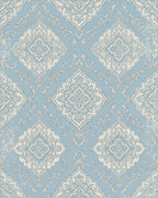 Light Blue Vintage Damask Medallion Rug - Cutout View
