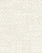 Light Cream Patchwork Geometric Rug - Cutout View