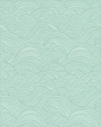 Light Teal Wavy Landscape Art Rug - Cutout View