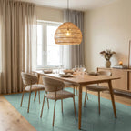 Light Teal Wavy Landscape Art Rug Dining Room View