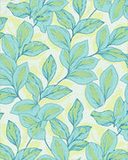 Lightweight Aqua Tropical Leaf Pattern Rug - Cutout View