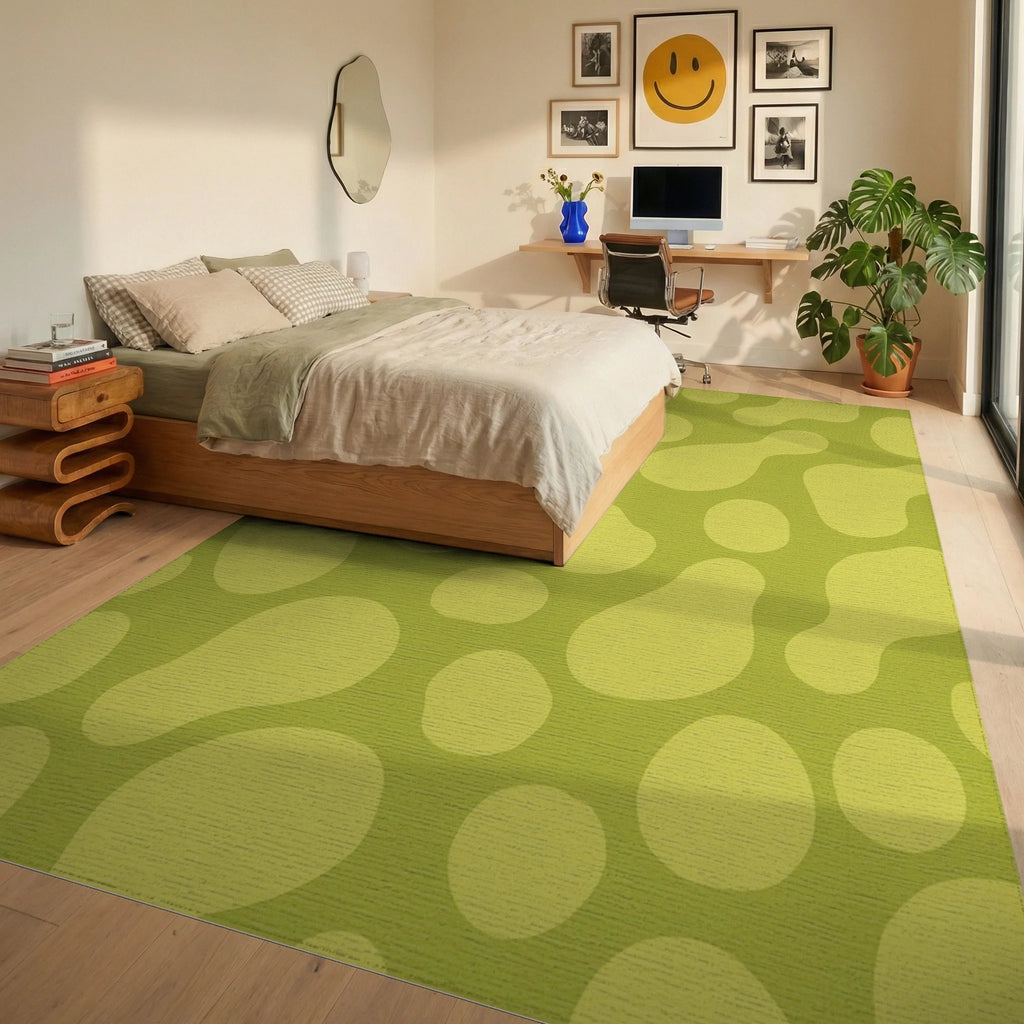 Limoge Green Organic Shapes Rug Bedroom View
