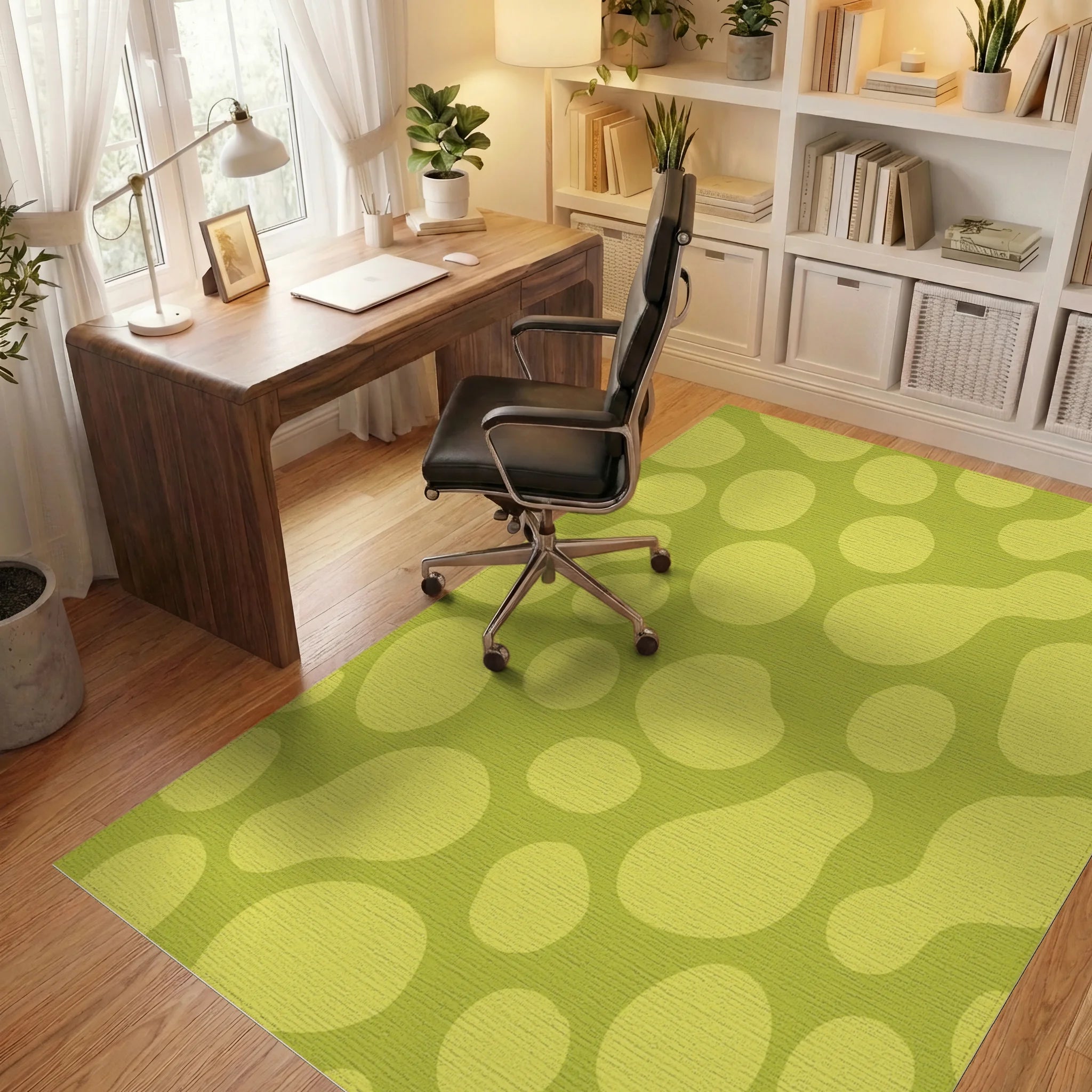 Limoge Green Organic Shapes Rug Office View