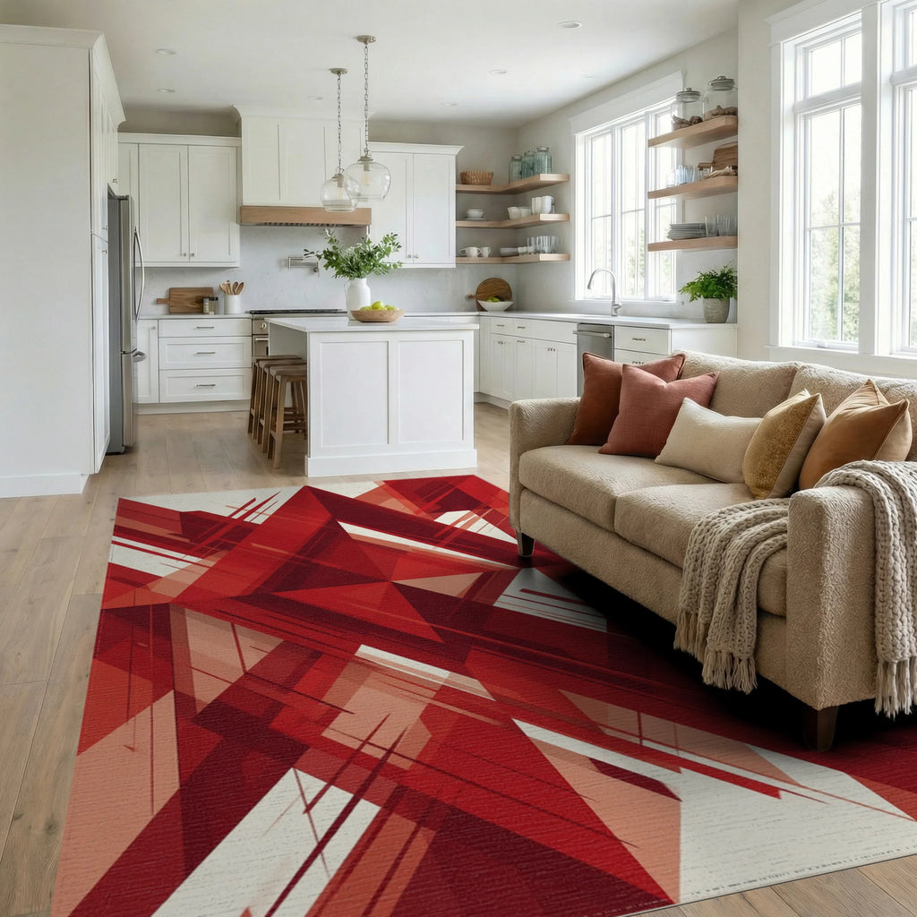 Modern Red Crimson Rug - living_room