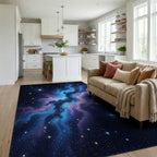 Navy Black Cyan Rug - living_room