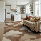 Cream White Abstract Rug - living_room
