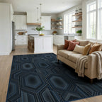 Midnight Geometric Hexagon Area Rug - living_room