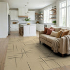 Beige Black Minimalist Rug - living_room