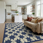 Indigo Blue Cream Rug - living_room