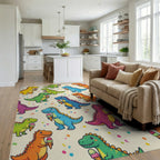 Cartoon Yellow Green Rug - living_room