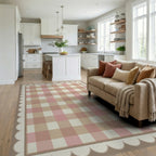 Pink Beige White Rug - living_room