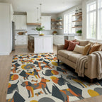 White Orange Yellow Rug - living_room