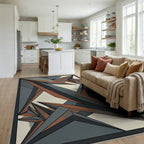 Geometric Overlap Slate Terracotta Rug - living_room