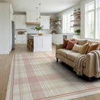 Pink Beige White Rug - living_room