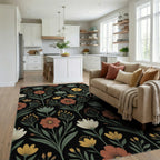 Scandinavian Black Green Rug - living_room
