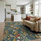 Green Blue Yellow Rug - living_room
