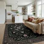 Moroccan Black White Rug - living_room